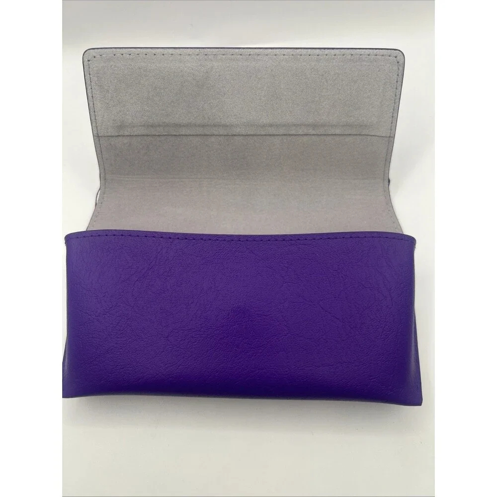 Adira Purple Hard Case for Glasses Faux Leather Flip Top Felt Lined Unisex